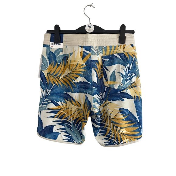 NWT Old Navy Tru is Swimming Board Shorts Blue White Built In Flex 8” Inseam 30” - Picture 2 of 4